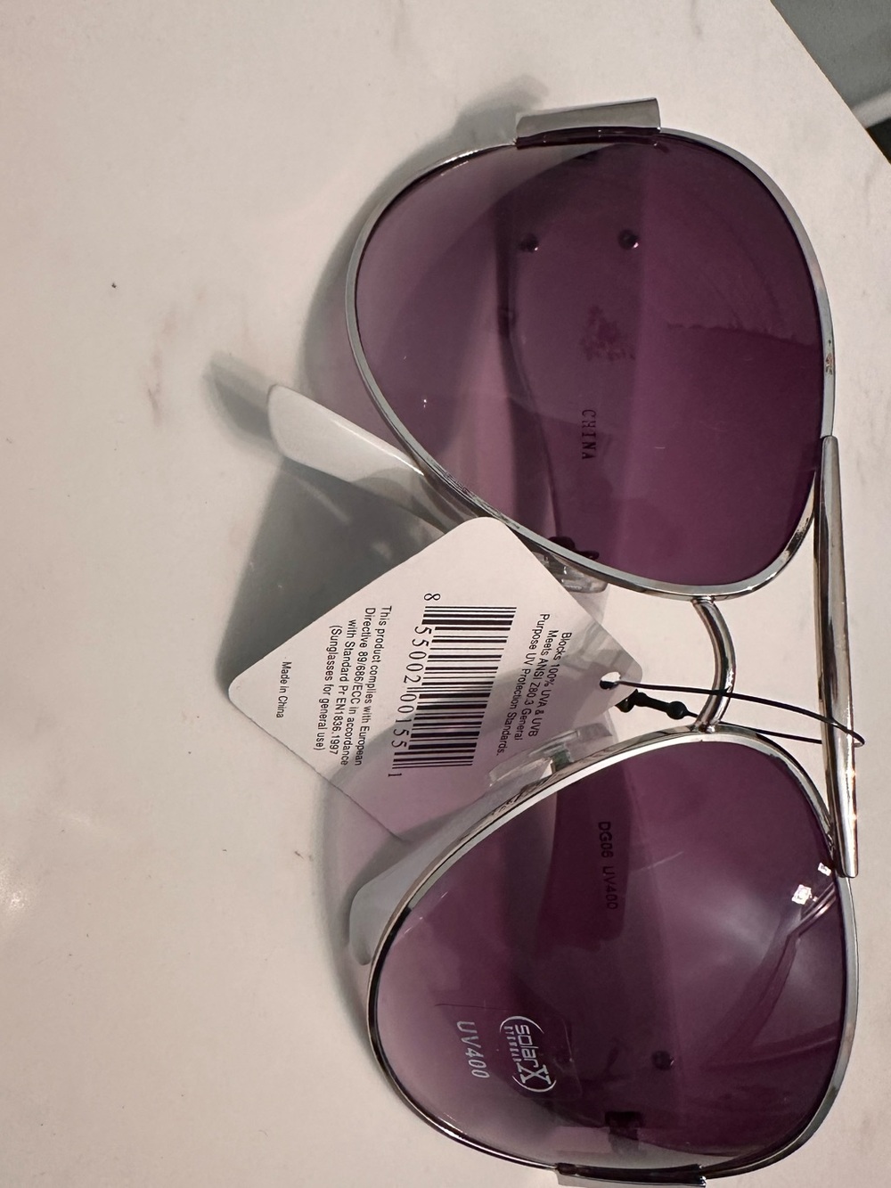 Aviator Sunglasses with Purple Lenses